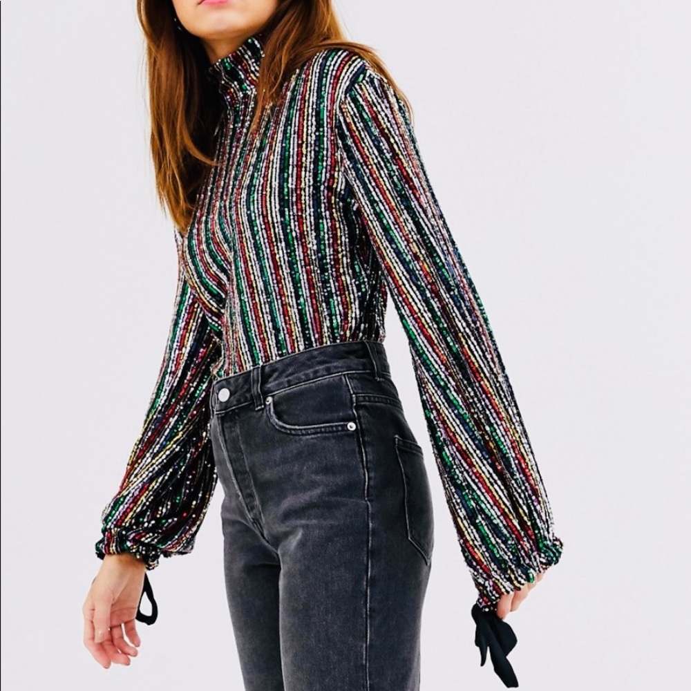 COPY - NWT! FP Rainbow Sequin Top - Picture 3 of 4